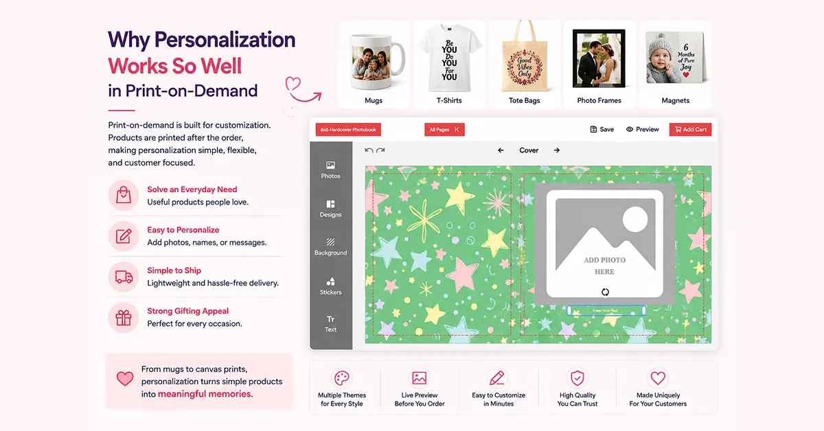 EzyCreate live product preview tool showing print on demand personalization design flow