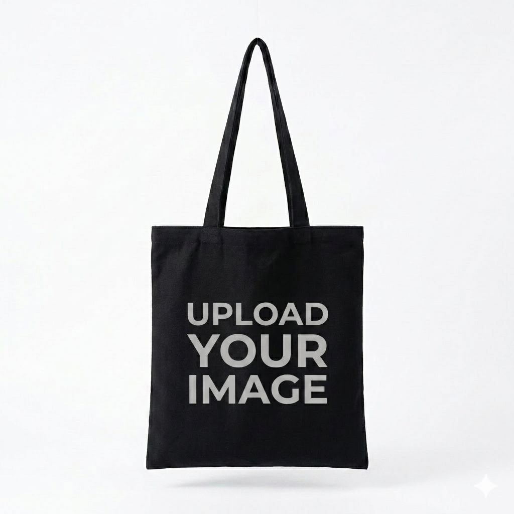 Black tote bag mockup